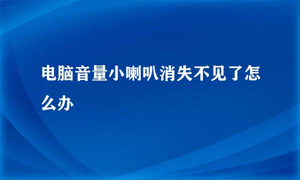 电脑音量小喇叭消失不见了怎么办