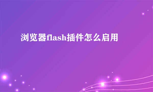浏览器flash插件怎么启用