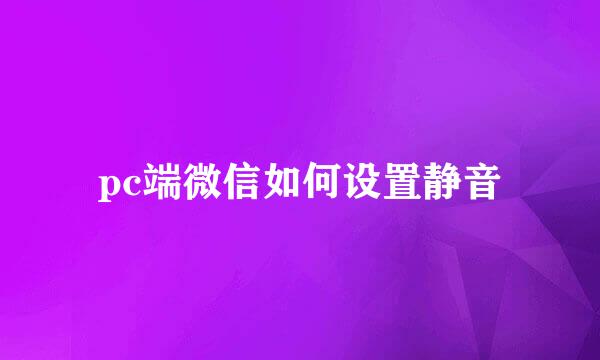 pc端微信如何设置静音