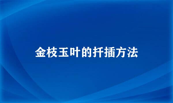 金枝玉叶的扦插方法