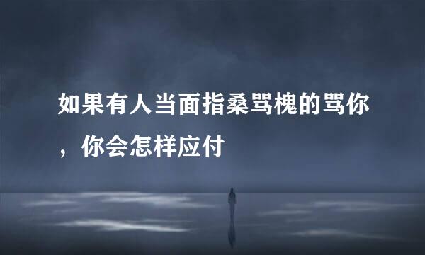 如果有人当面指桑骂槐的骂你，你会怎样应付