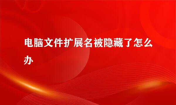 电脑文件扩展名被隐藏了怎么办