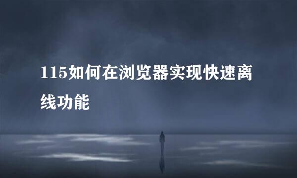 115如何在浏览器实现快速离线功能