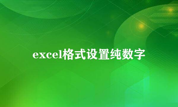 excel格式设置纯数字
