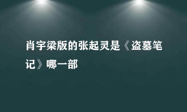 肖宇梁版的张起灵是《盗墓笔记》哪一部