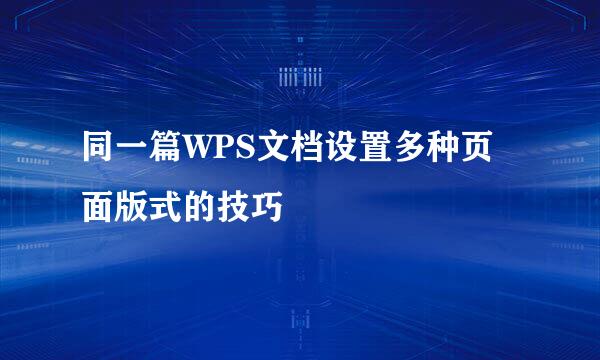 同一篇WPS文档设置多种页面版式的技巧