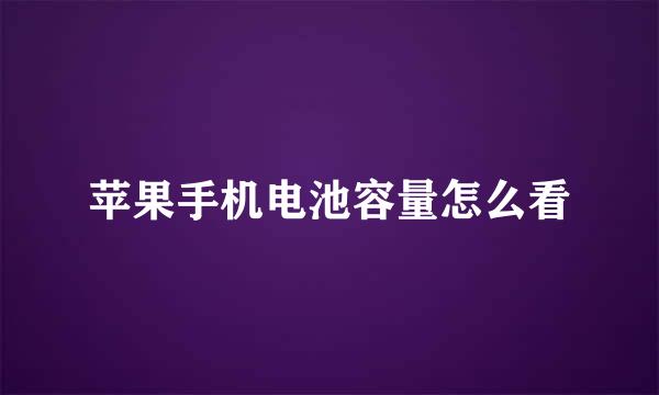 苹果手机电池容量怎么看