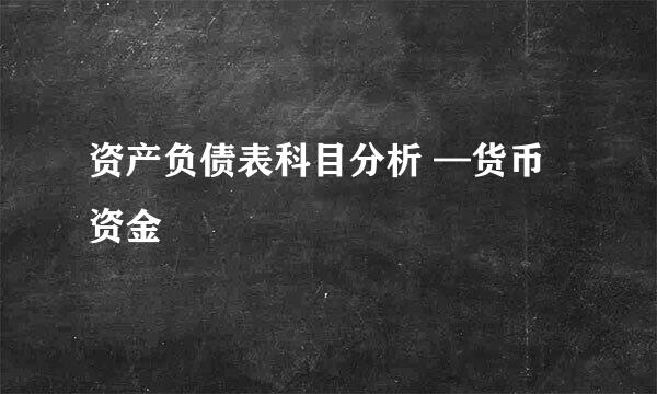 资产负债表科目分析 —货币资金
