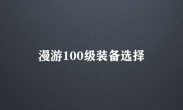 漫游100级装备选择