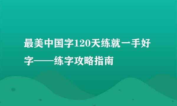 最美中国字120天练就一手好字——练字攻略指南