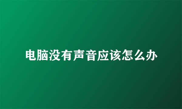 电脑没有声音应该怎么办