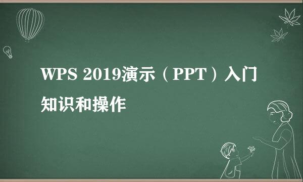 WPS 2019演示（PPT）入门知识和操作