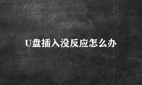 U盘插入没反应怎么办