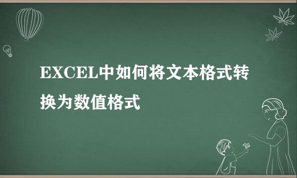 EXCEL中如何将文本格式转换为数值格式