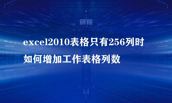 excel2010表格只有256列时如何增加工作表格列数