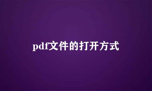 pdf文件的打开方式
