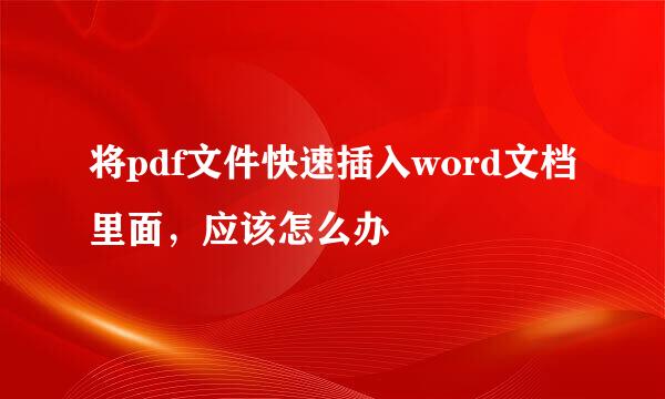 将pdf文件快速插入word文档里面，应该怎么办