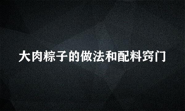 大肉粽子的做法和配料窍门
