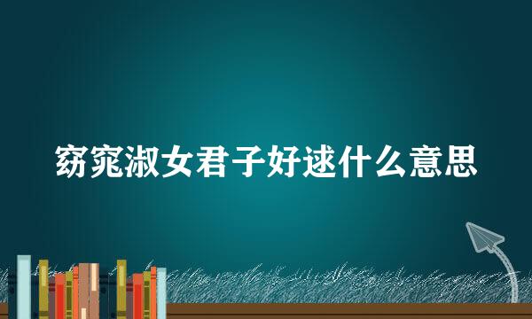 窈窕淑女君子好逑什么意思