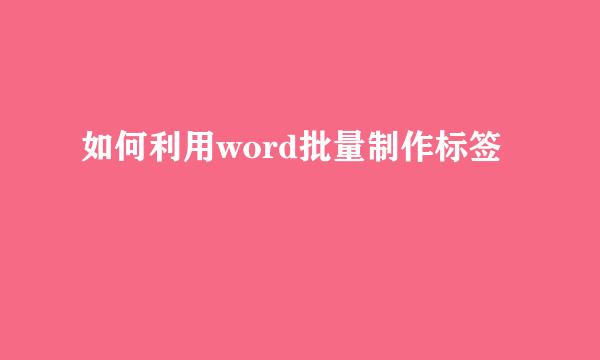 如何利用word批量制作标签
