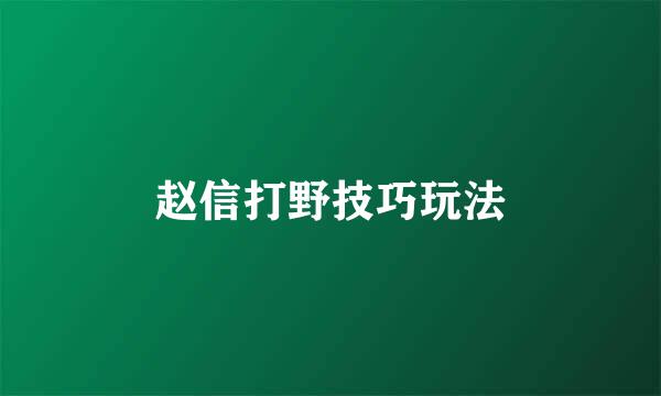 赵信打野技巧玩法