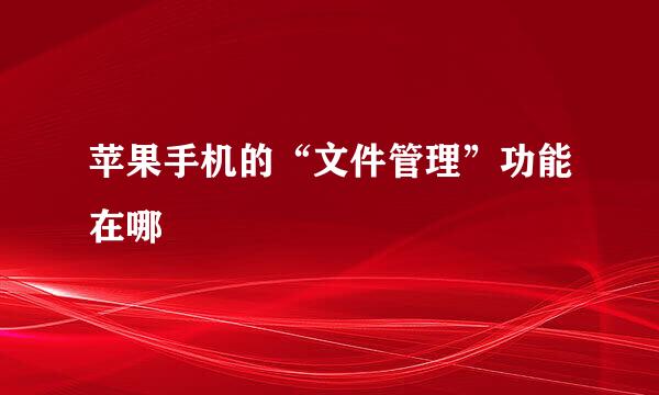 苹果手机的“文件管理”功能在哪