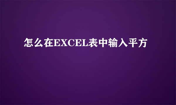 怎么在EXCEL表中输入平方