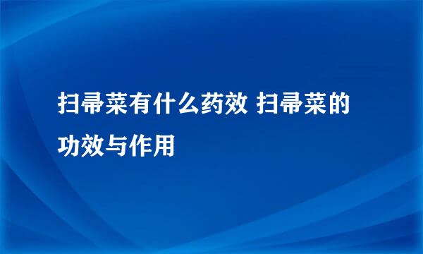 扫帚菜有什么药效 扫帚菜的功效与作用