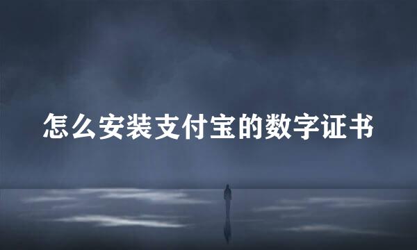 怎么安装支付宝的数字证书