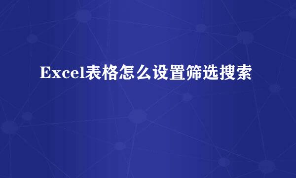 Excel表格怎么设置筛选搜索