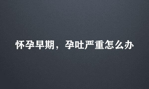 怀孕早期，孕吐严重怎么办
