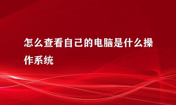 怎么查看自己的电脑是什么操作系统