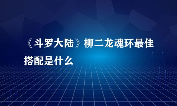 《斗罗大陆》柳二龙魂环最佳搭配是什么