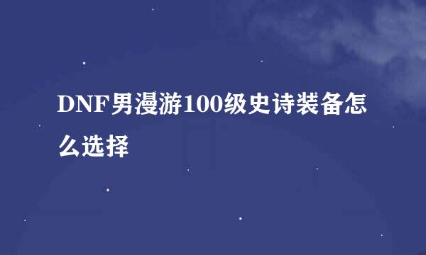 DNF男漫游100级史诗装备怎么选择
