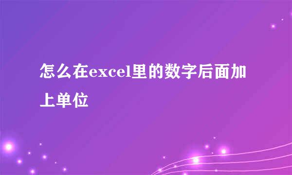 怎么在excel里的数字后面加上单位
