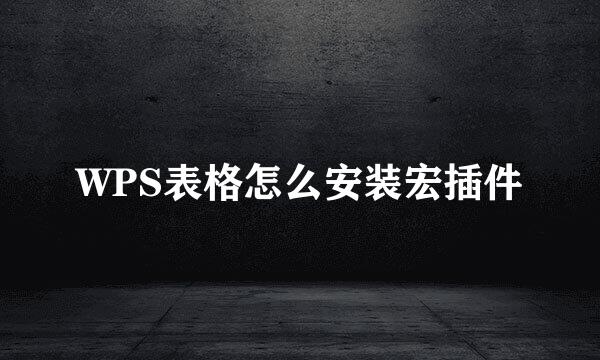 WPS表格怎么安装宏插件