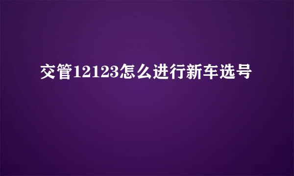交管12123怎么进行新车选号