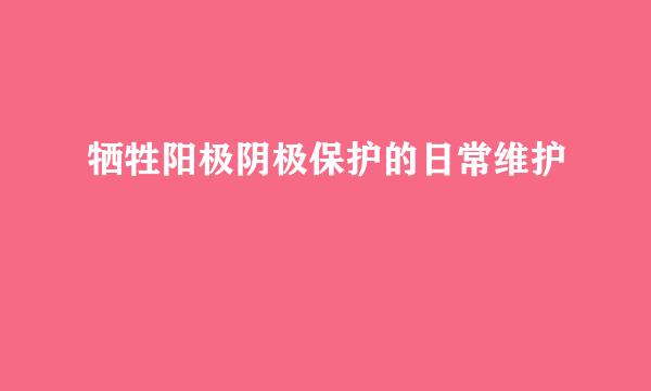 牺牲阳极阴极保护的日常维护