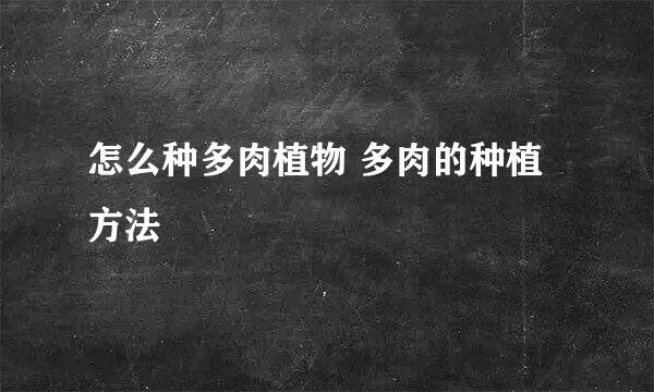 怎么种多肉植物 多肉的种植方法