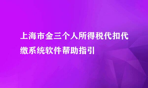 上海市金三个人所得税代扣代缴系统软件帮助指引