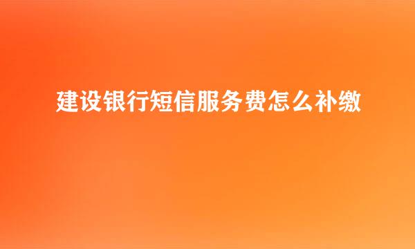 建设银行短信服务费怎么补缴
