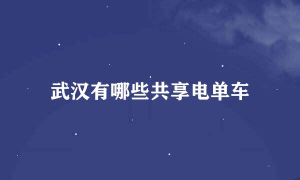 武汉有哪些共享电单车