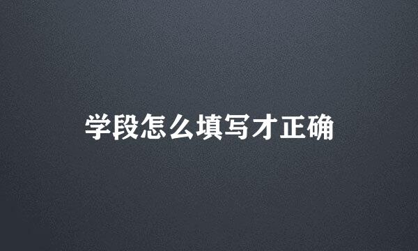 学段怎么填写才正确