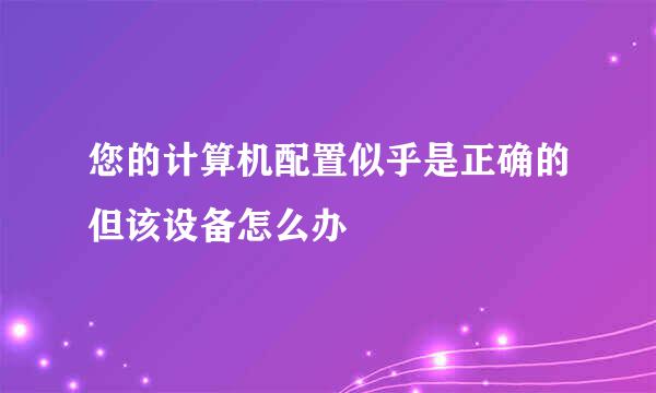 您的计算机配置似乎是正确的但该设备怎么办