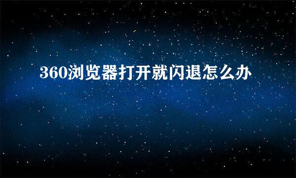 360浏览器打开就闪退怎么办