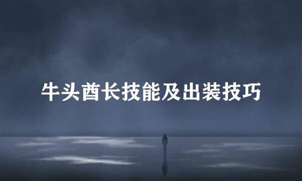牛头酋长技能及出装技巧