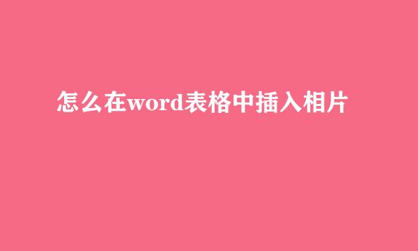怎么在word表格中插入相片