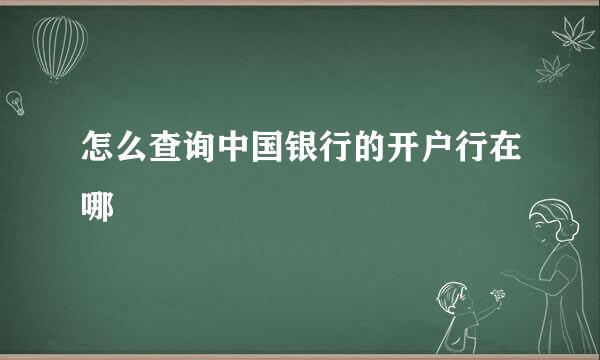 怎么查询中国银行的开户行在哪