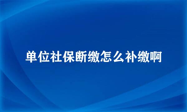 单位社保断缴怎么补缴啊