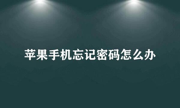 苹果手机忘记密码怎么办